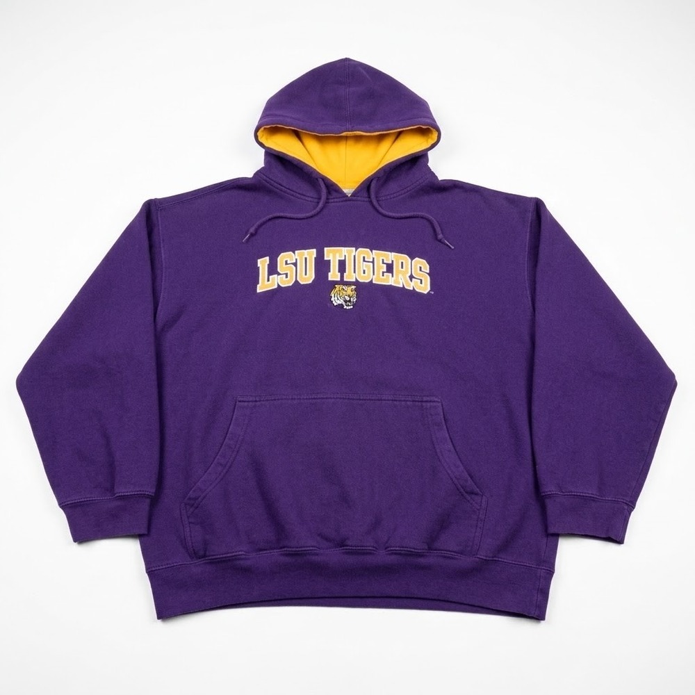 Vintage Starter LSU Tigers Hoodie Sweatshirt Mens XL Purple Spellout Embroidered